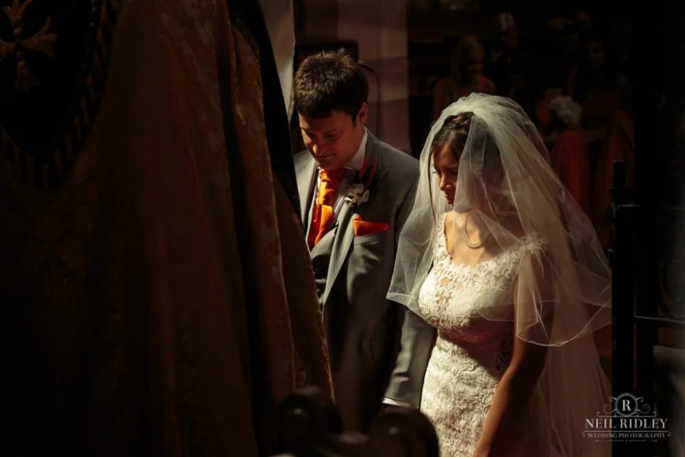 Bride and Groom at the Altar at St Thomas Church in St Annes-on-Sea