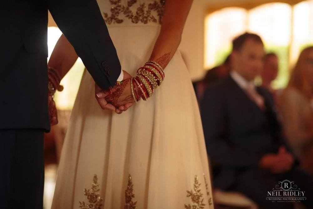 Merrydale Manor Wedding Photographer - Bride and Groom holding hands