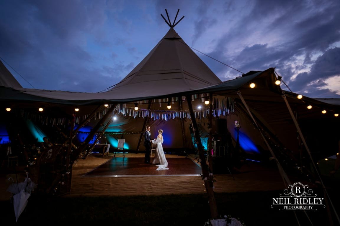 Alcott Farm Tipi Wedding Photographer Bride and Groom dancing